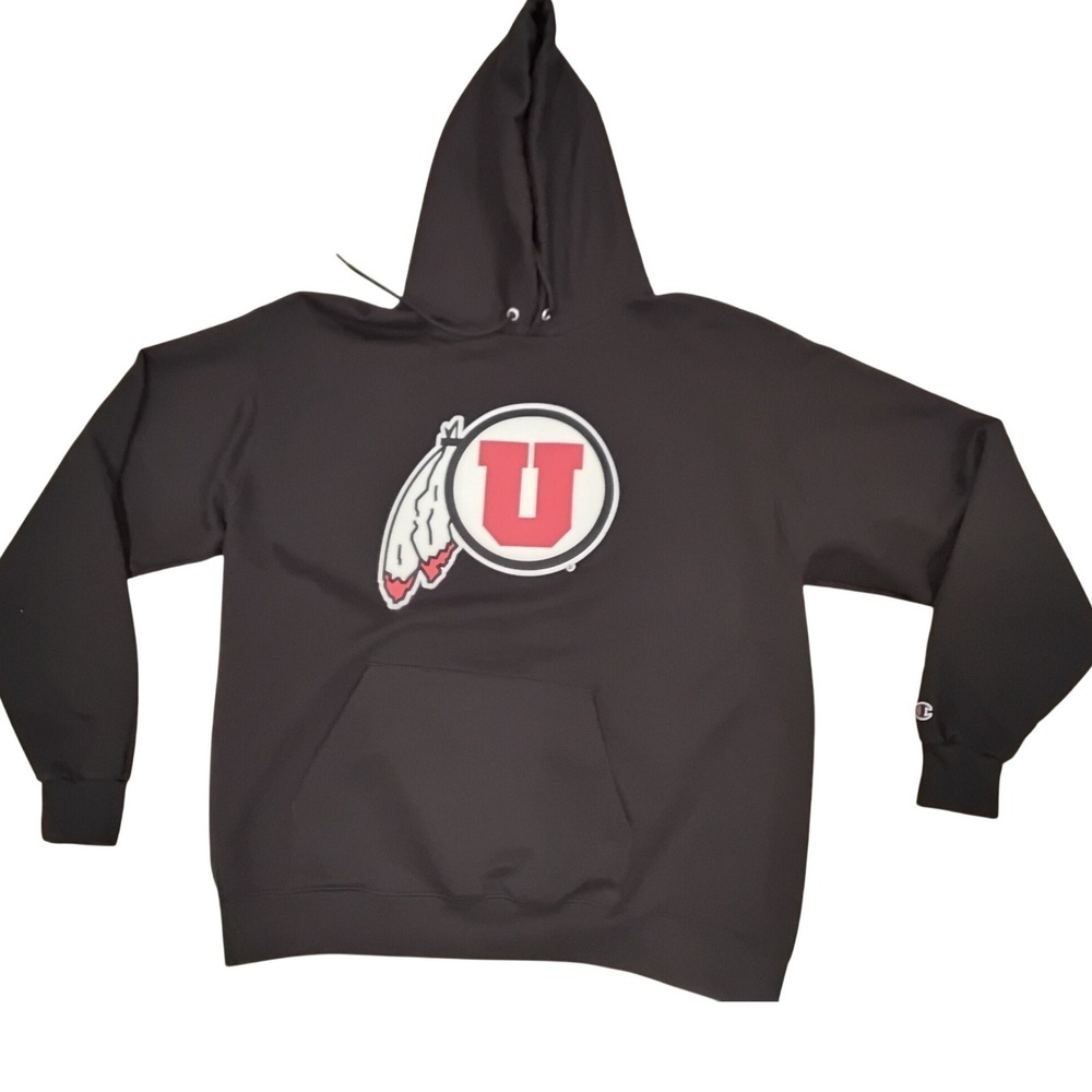 Champion University of Utah Utes Hoodie Black Pullover Mens XL NCAA Sweatshirt
